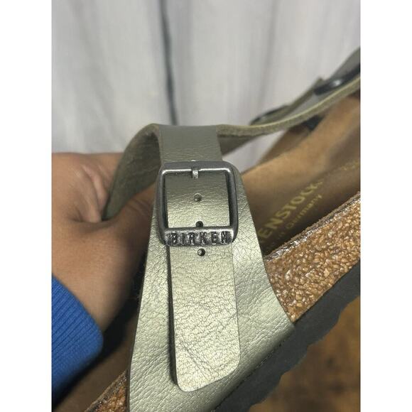 Birkenstock Women's Sz 37 W 6 M 4 Gizeh Green Leather Thong Slip On Sandals - Picture 12 of 12